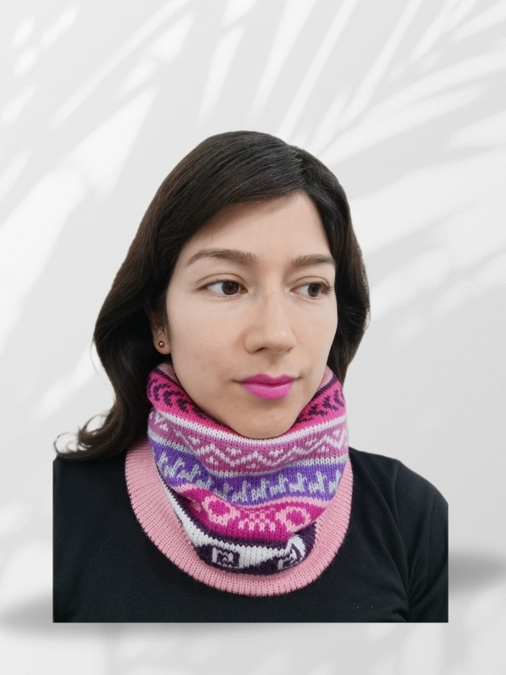 Pink & Purple Fair Isle Knit Neck Warmer